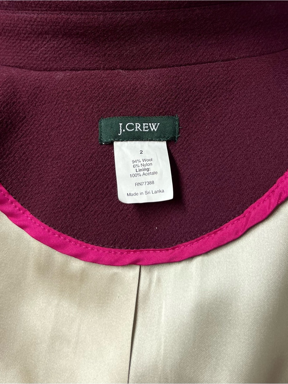 J.Crew Women’s Size 2 Deep Plum Wool Lady Day Pea Coat - Picture 10 of 11